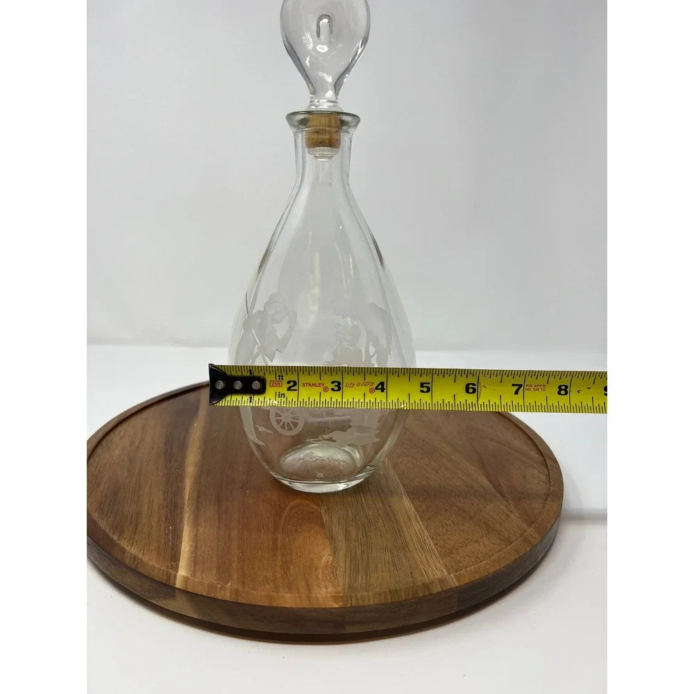 Vintage‎ Etched Glass Decanter Bottle with Stopper JW Harper Whiskey Collectible